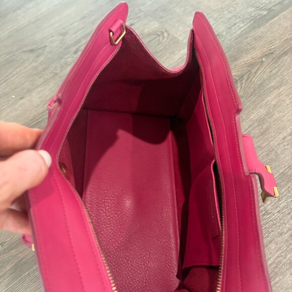 Auth YSL - Yves Saint Laurent Small Classic Y Cabas Fuscia Pink - COA Included - Picture 6 of 10